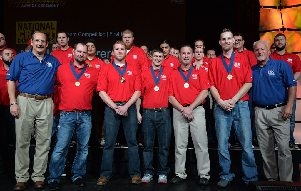 Mike Bradley (center) and the rest of Team Iowa receive the Gold Medal in the 2015 National Craft Championships Team Competition